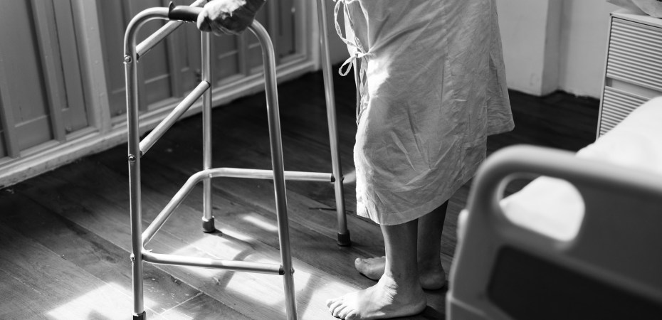 old, senior, zimmer frame, walker, frail